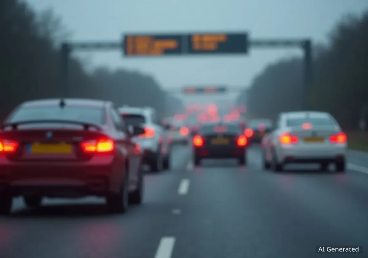 M53 Southbound Traffic Disrupted by Three-Vehicle Collision
